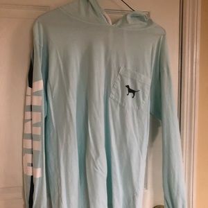 “Victoria’s Secret Pink” lightweight hoodie in light blue